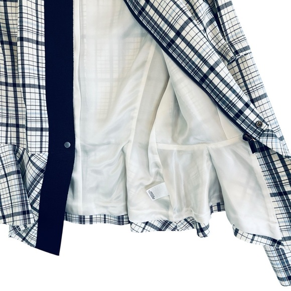 LEWIT Plaid Wool / Mohair Peplum Blazer Lined Blue White Size Small - Picture 7 of 12